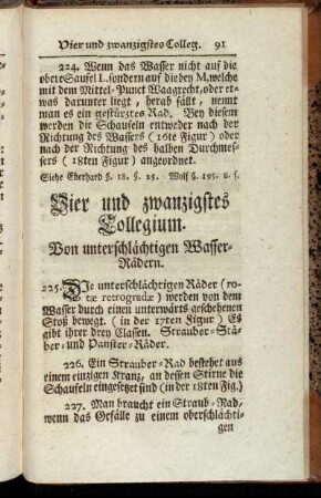 Vier und zwanzigstes Collegium. Von unterschlächtigen Wasser-Rädern.