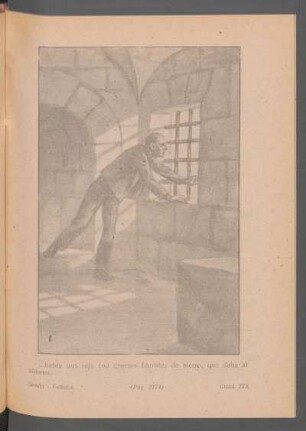 ... había una reja con gruesos barrotes de hierro, que daba al abismo. - [Ilustración]