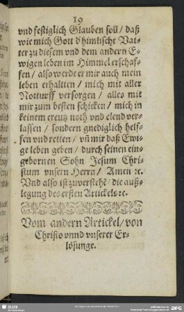 Vom andern Artickel, von Christo unnd unserer Erlösunge