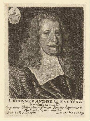 Johannes Andreas (Hans Endres) Endterus aus Nürnberg; geb. 09.04.1625; gest. 18.08.1670
