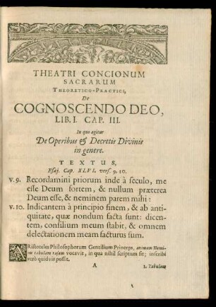 Theatri Concionum Sacrarum Theoretico-Practici, De Cognoscendo Deo, Lib. I.