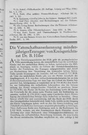 Die Vaterschaftsanerkennung minderjähriger Erzeuger