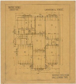 Billing, Hermann; Karlsruhe, Hübschstr. 30; Haus Kassel - Werkplan (Grundriss 1. OG)