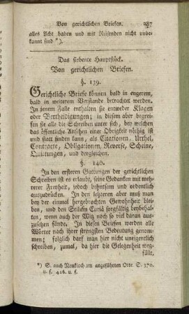 Das siebente Hauptstück. Von gerichtlichen Briefen.