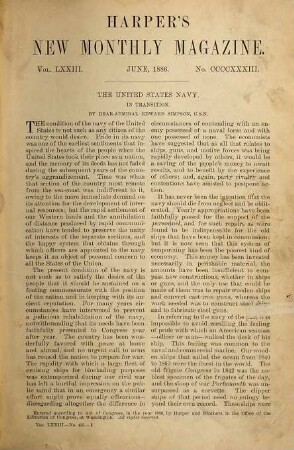 Harper's new monthly magazine. 73 = 433 - 438. 1886
