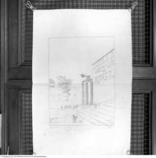 Ansicht der Säulen des Vespasian-und-Titus-Tempels auf dem Forum Romanum nach ihrer Freilegung