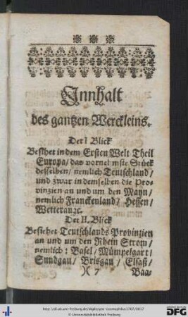 Innhalt des gantzen Werckleins.