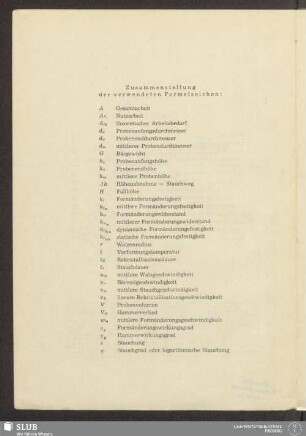 Zusammenstellung der verwendeten Formelzeichen