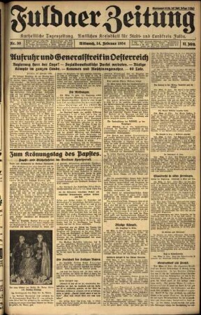 Ausgabe vom Mittwoch, den 14. Februar 1934.