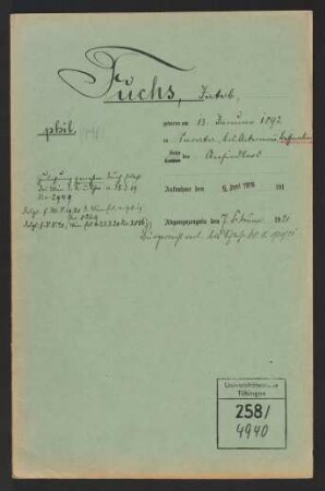 Jacob Fuchs (1892-) : phil. stud.