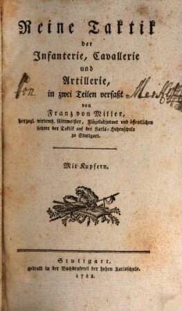 Reine Taktik der Infanterie, Cavallerie und Artillerie, 2