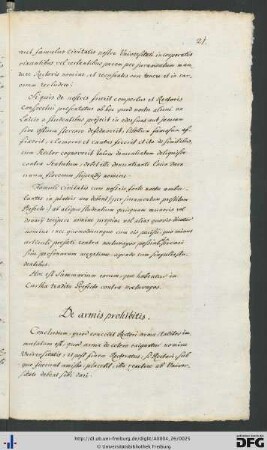 [S. 21] De armis prohibitis