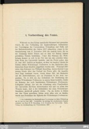 I. Vorbereitung des Festes.