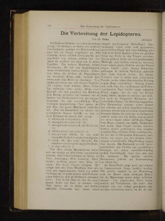Die Verbreitung der Lepidopteren.