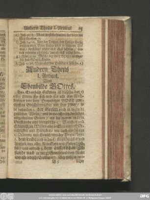 I. Articul. Vom Ebenbilde Gottes.