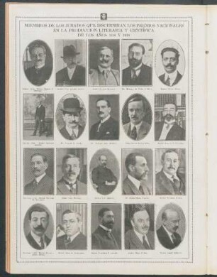 Miembros de los jurados que discernirán los premios nacionales en la producción literaria y científica de los años 1918 y 1919