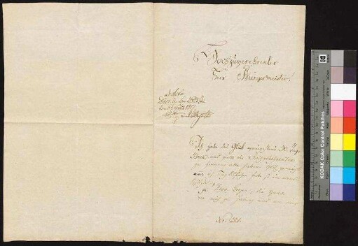 Franz von Friederici, Premierleutnant, schreibt an den Bürgermeister von Bautzen über sein Schicksal.