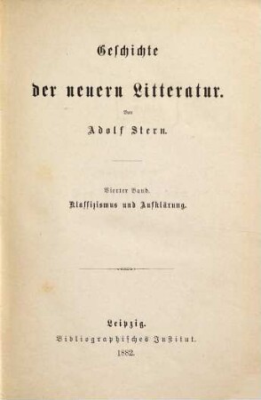 Geschichte der neuern Litteratur, 4. Klassizismus und Aufklärung