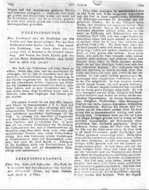 Ueber Ehe, Liebe und Eifersucht. Ein Buch für Verheiratete und Unverheirathete von Carl aus dem Winckell. Zerbst, bey Andr. Füchsel. 1806. 360 S. 8.