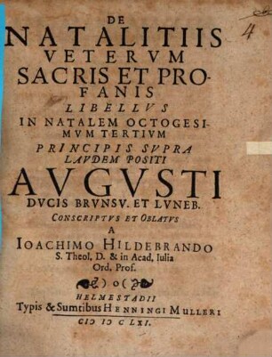 De Natalitiis Veterum Sacris Et Profanis Libellus