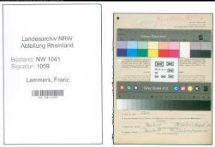 Entnazifizierung Franz Lammers , geb. 20.11.1906 (Lagerist)