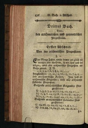 Drittes Buch: Von den arithmetischen und geometrischen Progreßionen