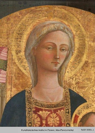 Thronende Madonna mit Kind zwischen sechs Engeln