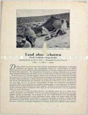 Filmprogramm zu dem deutschen Dokumentarfilm "Land ohne Schatten. Durch Nordafrikas Steppenländer"