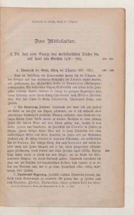 I. Die Zeit vom Sturze des weströmischen Reiches bis auf Karl den Großen (476-768)