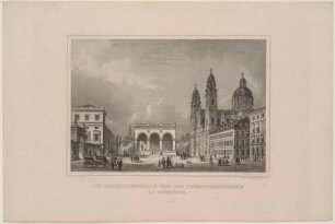 Der Odeonsplatz mit Feldherrnhalle und Theatinerkirche in München, Blick nach Süden, aus Schmids Königreich Bayern von 1879-81