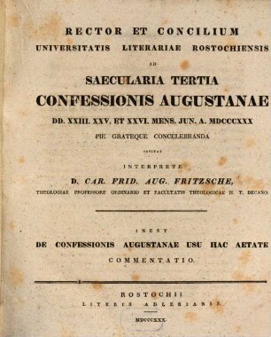 De confessionis Augustanae usu hac aetate commentatio