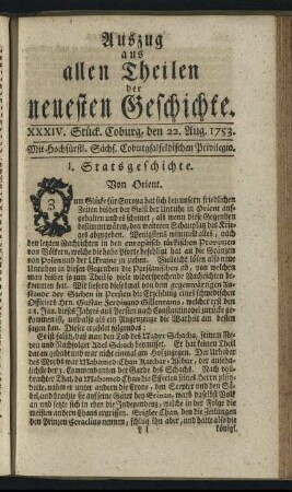 XXXIV. Stück. Coburg, den 22. Aug. 1753.