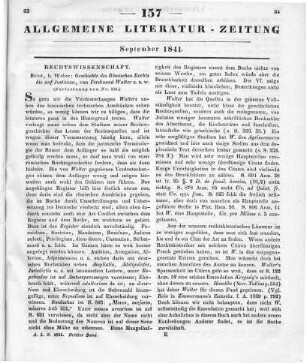 Walter, F.: Geschichte des Römischen Rechts bis auf Justinian. Bonn: Weber 1840 (Fortsetzung von Nr. 156.)