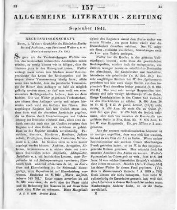 Walter, F.: Geschichte des Römischen Rechts bis auf Justinian. Bonn: Weber 1840 (Fortsetzung von Nr. 156.)