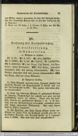 IV. Rechnung mit Decimalbrüchen