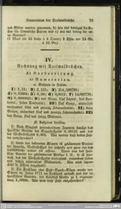 IV. Rechnung mit Decimalbrüchen