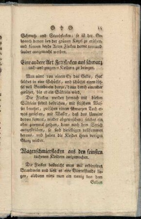 Eine andere Art Fettflecken aus schwarztuch- und zeugenen Kleidern zu bringen.