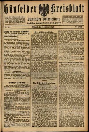 Ausgabe vom Mittwoch, den 08. Februar 1922.