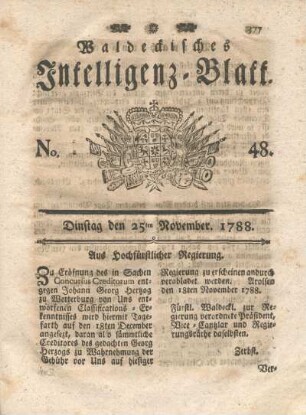No. 48. Dinstag den 25ten November 1788