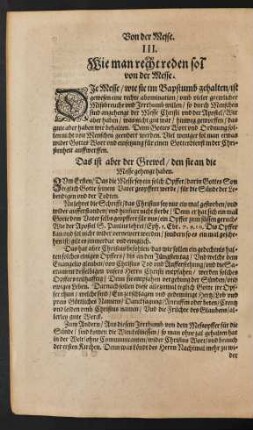 III. Wie man recht reden sol von der Messe.