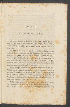 Capítulo I - Miedo inexplicable