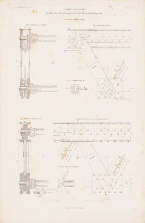 Viadukt, Crumlin: Details Konstruktion (aus: Atlas zur Zeitschrift für Bauwesen, hrsg. v. G. Erbkam, Jg. 8, 1858)