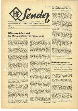 Betriebszeitung HF-Sender vom 24. Oktober 1952