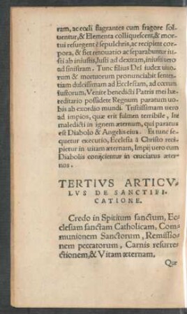 Tertius Articulus De Sanctificatione.