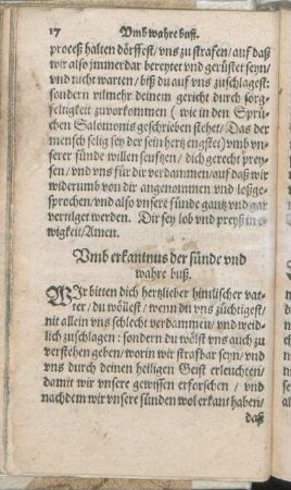 Vmb erkantnus der sünde vnd wahre buß.