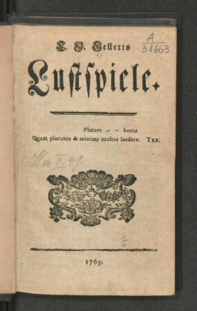 C. F. Gellerts Lustspiele