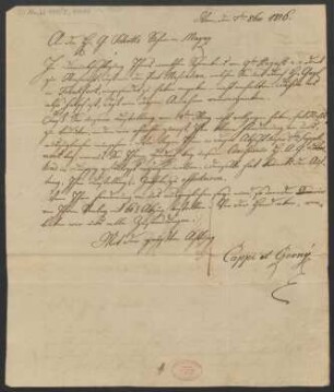 Brief an B. Schott's Söhne : 07.10.1826
