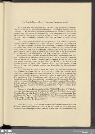 Die Entstehung der Freiberger Bergakademie