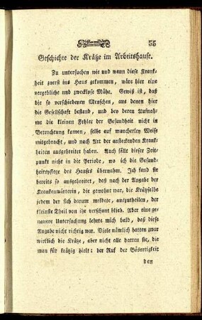 Geschichte der Krätze im Arbeitshause.