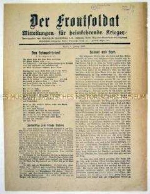 Mitteilungsblatt für Kriegsheimkehrer "Der Frontsoldat"